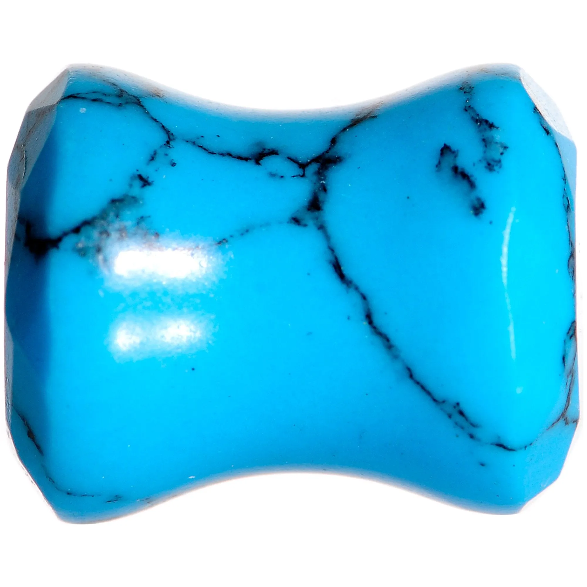 0 Gauge Turquoise Semi Precious Stone Saddle Plug Set