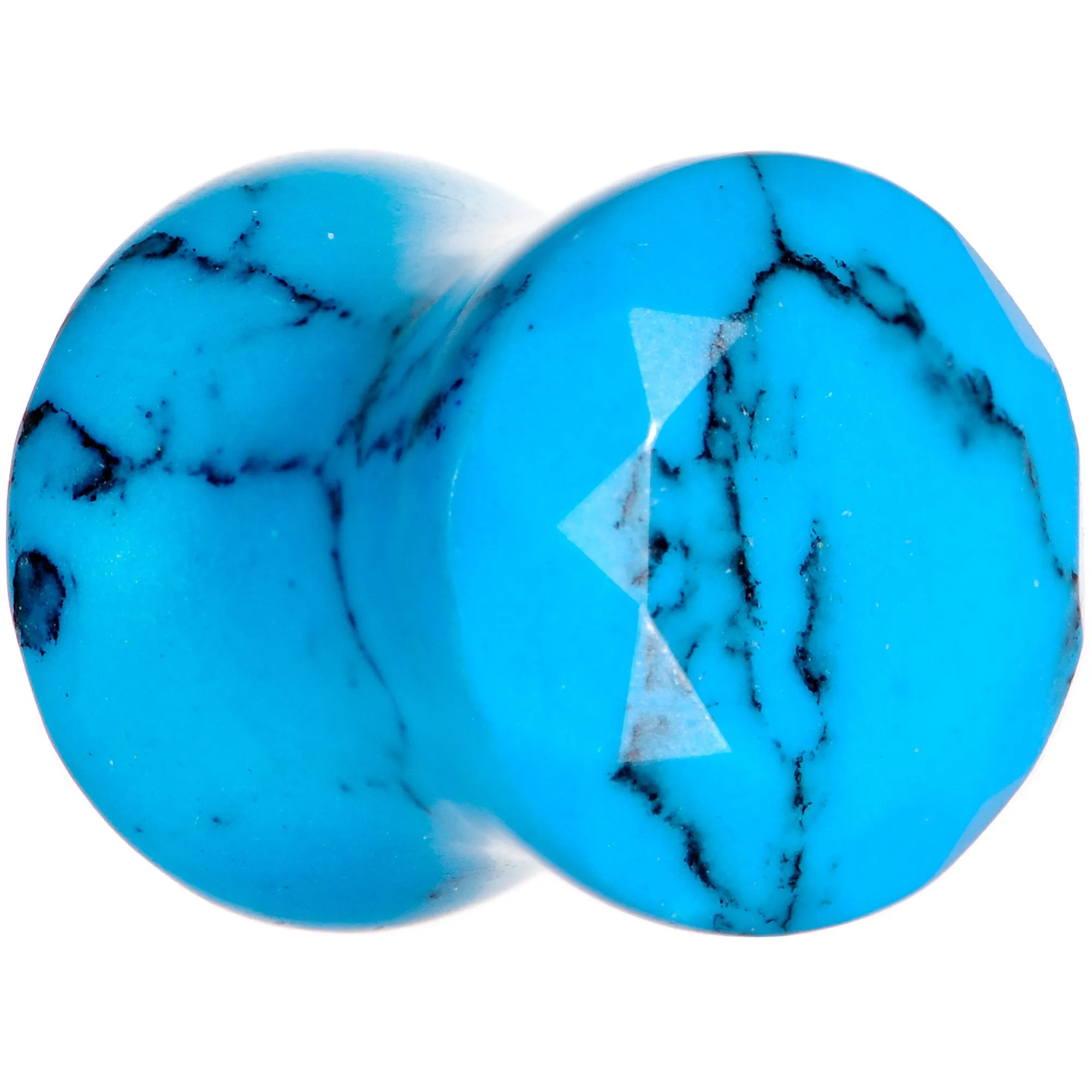 0 Gauge Turquoise Semi Precious Stone Saddle Plug Set