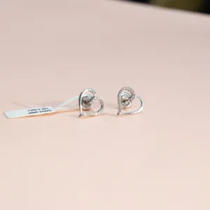 10K White Gold Haert/Diamond Stud Earrings 0.60Ct / 1.5gr