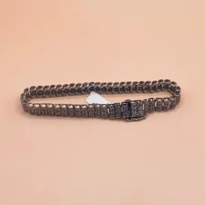 10K White Gold Luxury Bracelet With Diamond / 15.5gr / 8.5mm / 7.5in