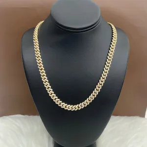 10K Yellow Gold Cuban Link Bustdown Chain Ct Dia / 87gr / 8.6mm / 22in