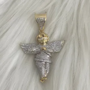 10K Yellow Gold Diamond Angel Pendant Ct Dia / 9gr / 2in