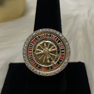 10K Yellow Gold Diamond Casino Roulette Ring 0.82Ct Dia / 20.8gr / Size 10