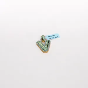 10K Yellow Gold Letter V Pendant With Diamond 0.59Ct / 4.9gr