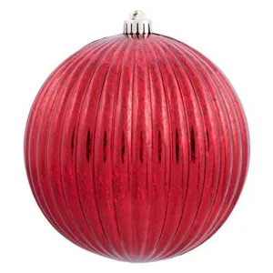 10" Red Mercury Pumpkin Ball Shatterproof Christmas Ornament