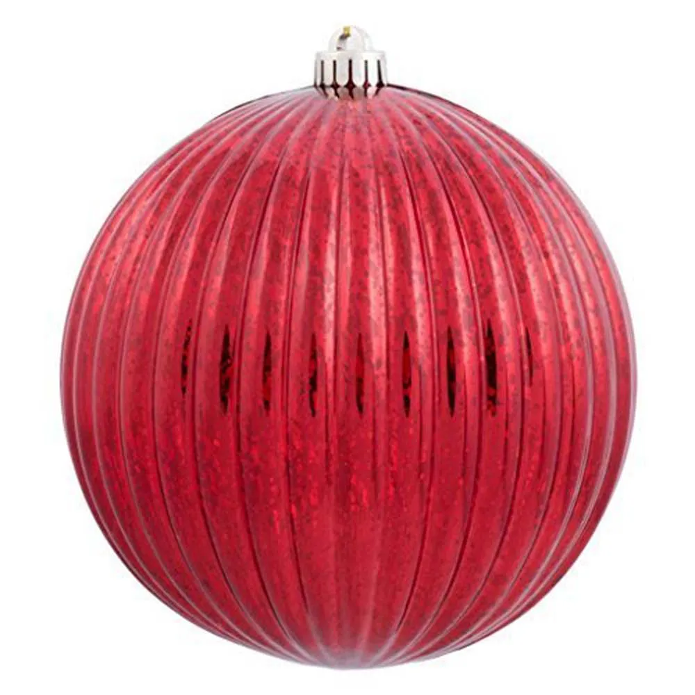 10" Red Mercury Pumpkin Ball Shatterproof Christmas Ornament