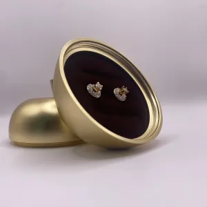14K Yellow Gold Circle Diamond Stud Earrings / 1.4gr