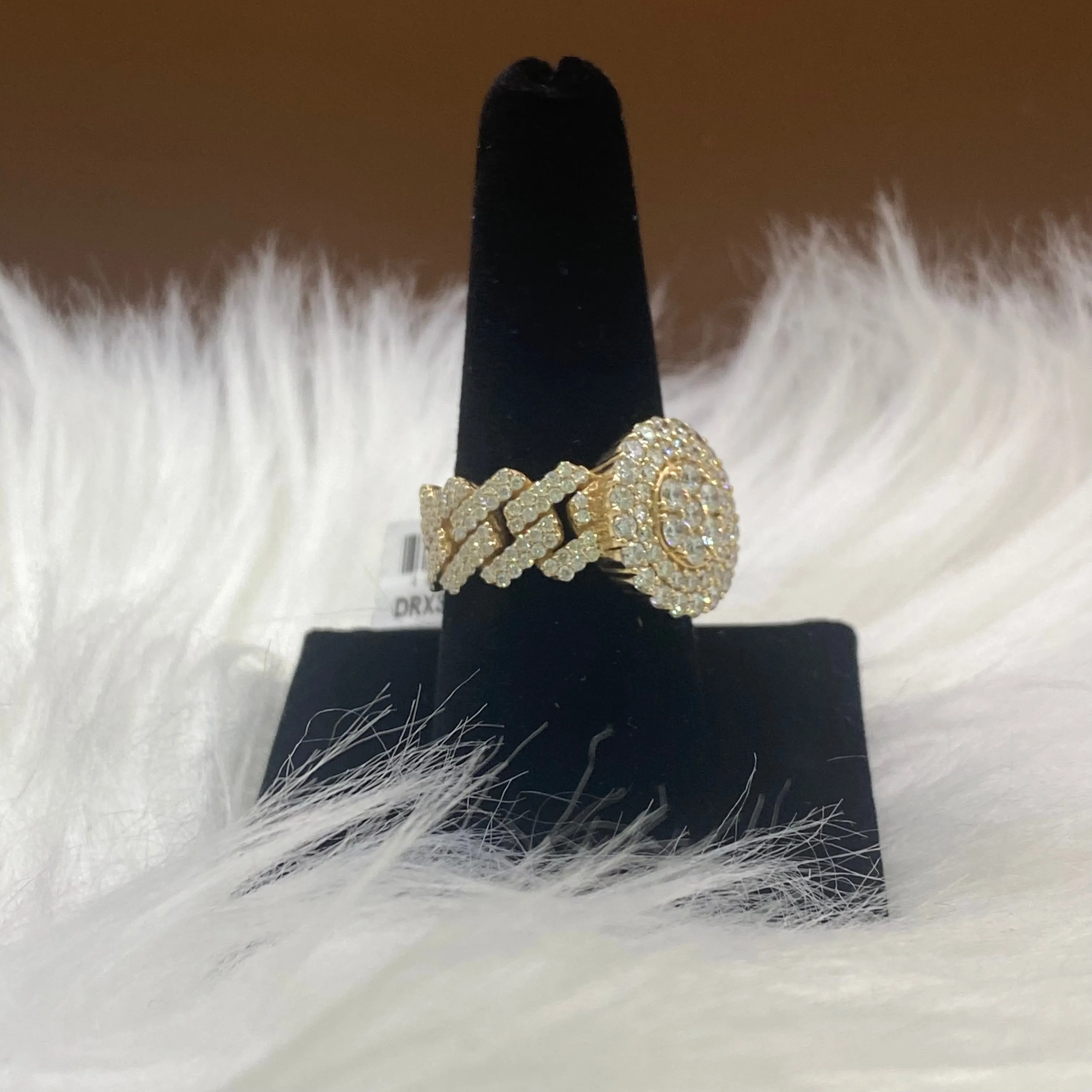 14K Yellow Gold Diamond Cuban Flower Ring 2.96Ct / 11.1gr / Size 10