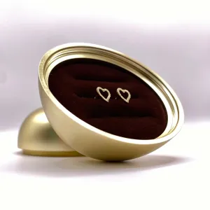 14K Yellow Gold Diamond Heart Stud Earrings 0.20Ct / 0.7gr