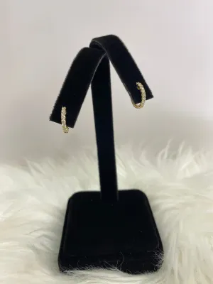 14K Yellow Gold Diamond Luxury Hoop Earrings 0.41Ct / 1.9gr