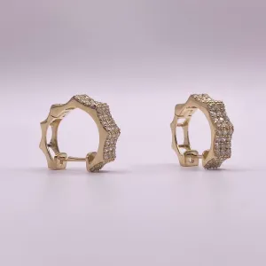 14K Yellow Gold Diamond Luxury Hoop Earrings 0.95Ct / 3gr