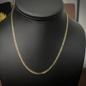 14K Yellow - White Gold American Cuban Link Chain Diamond Cut / 6.6gr / 3.1mm / 20in