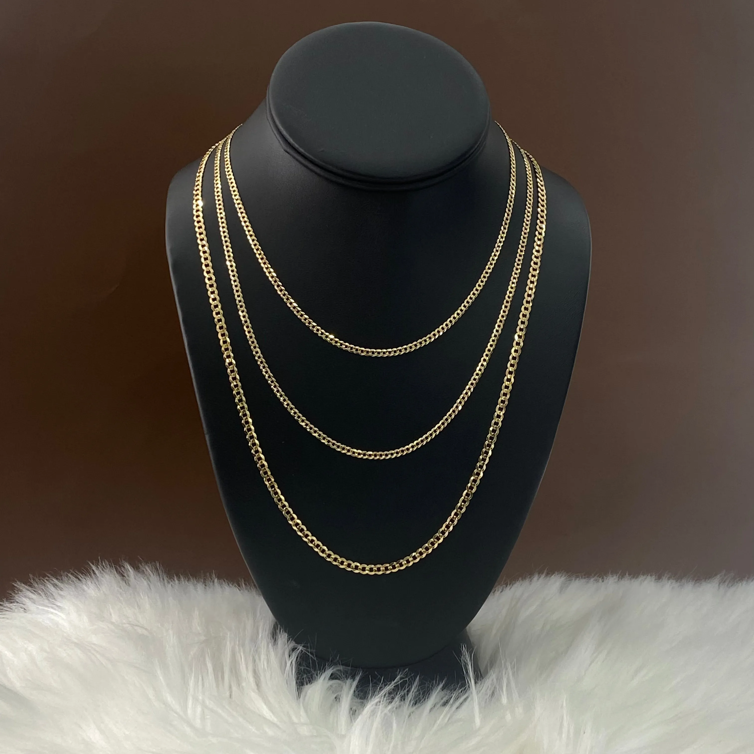 14K Yellow - White Gold American Cuban Link Chain Diamond Cut / 6.6gr / 3.1mm / 20in