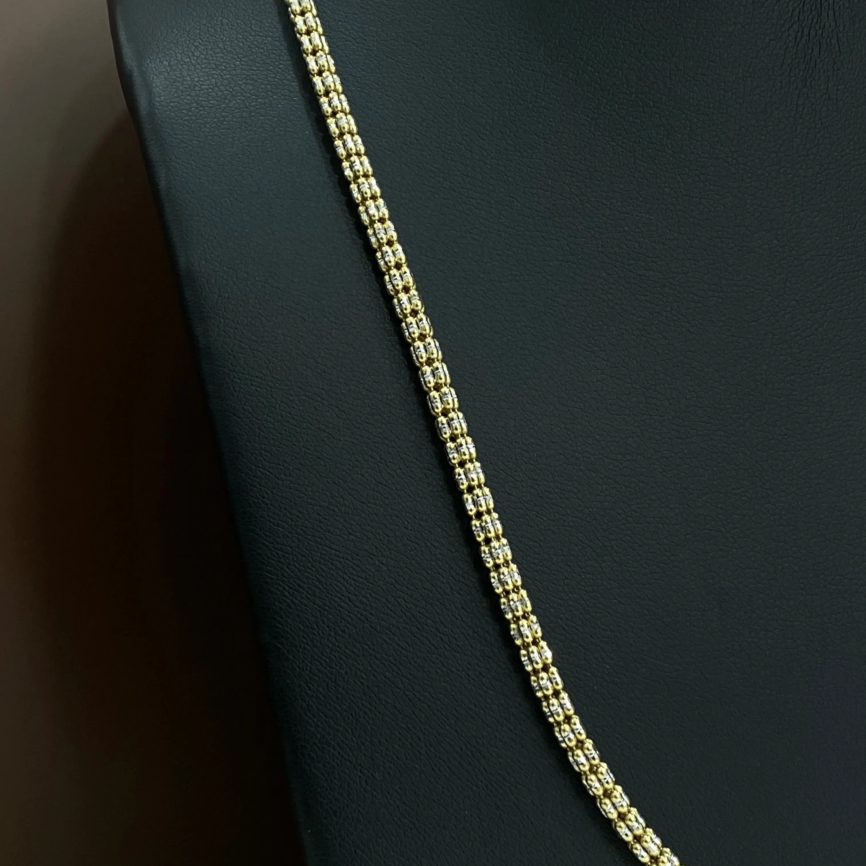 14K Yellow - White Gold Diamond Cut Chain / 19gr / 3.4mm / 20in