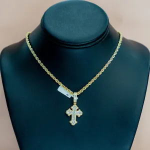 18K Yellow - White Gold Cross Pendant With Diamond 0.82Ct / 6.9gr