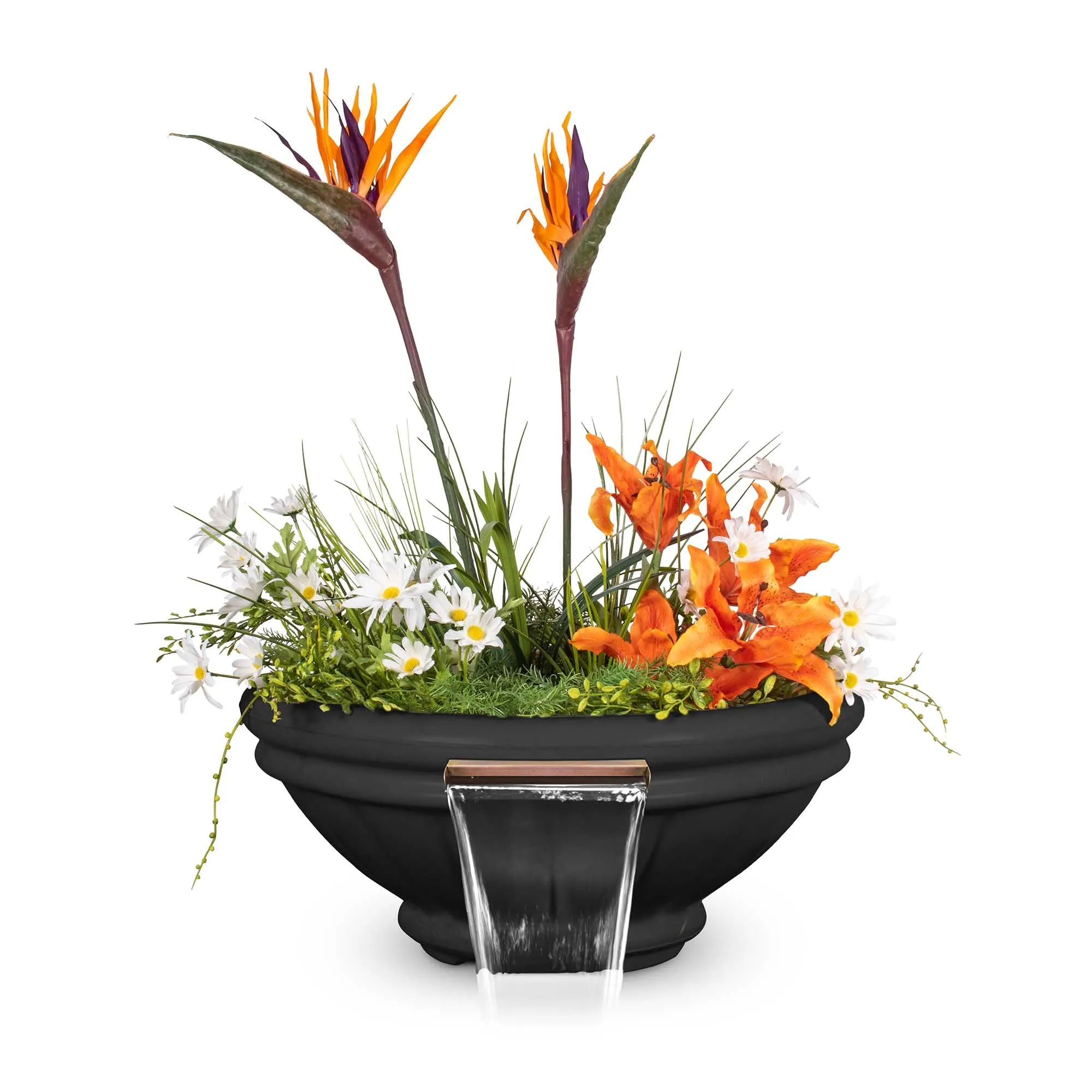 24" Round Roma Planter & Water Bowl - GFRC Concrete - Ash -