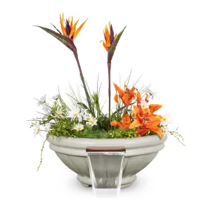 24" Round Roma Planter & Water Bowl - GFRC Concrete - Ash -