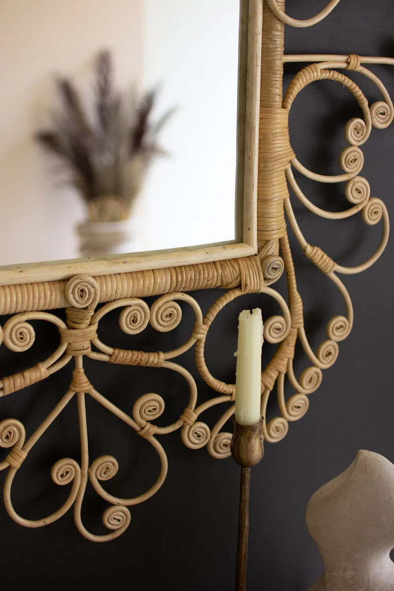 44"H Ornate Rattan Framed Mirror