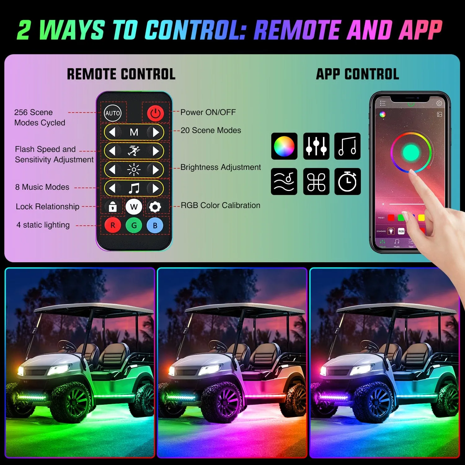 4Pcs Golf Cart Underglow Light Kit for EZGO Yamaha Club Car