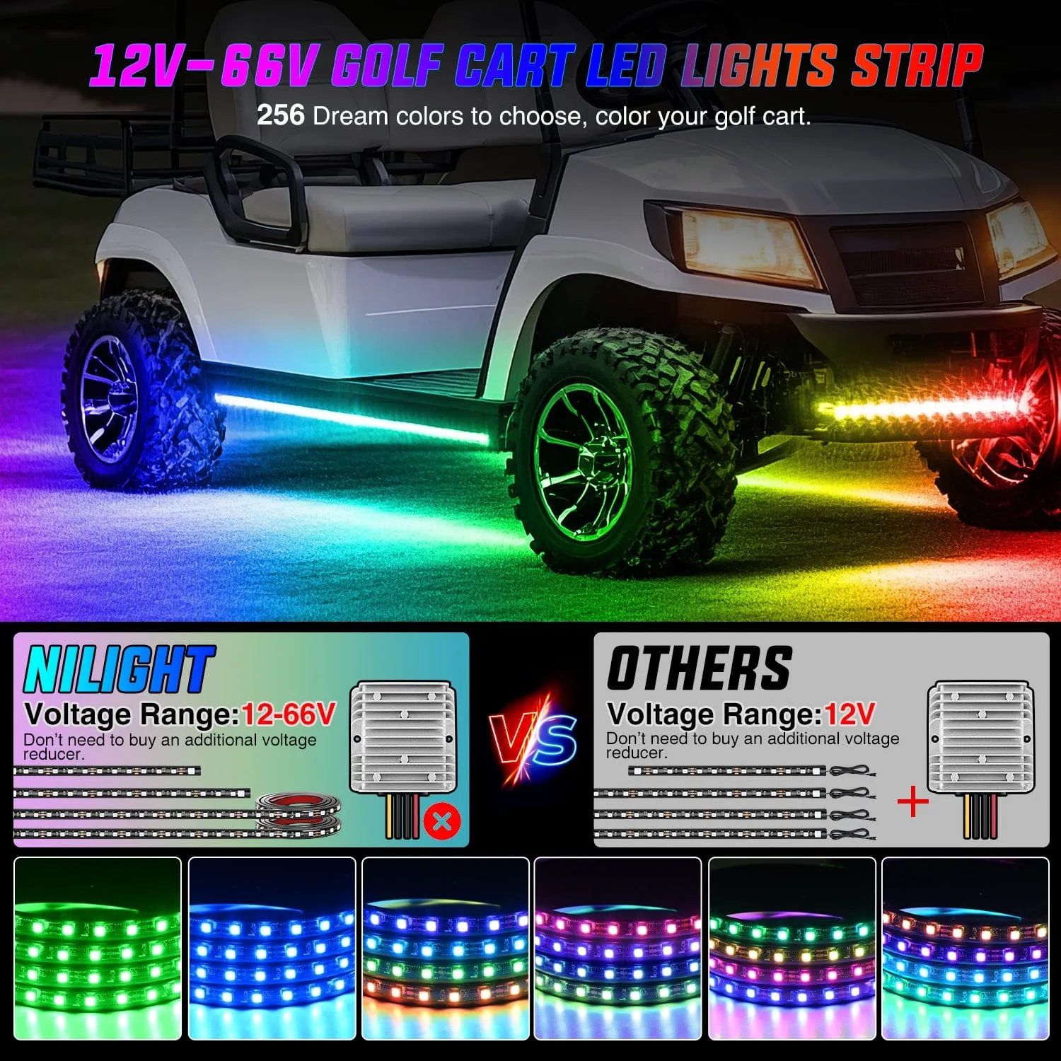4Pcs Golf Cart Underglow Light Kit for EZGO Yamaha Club Car