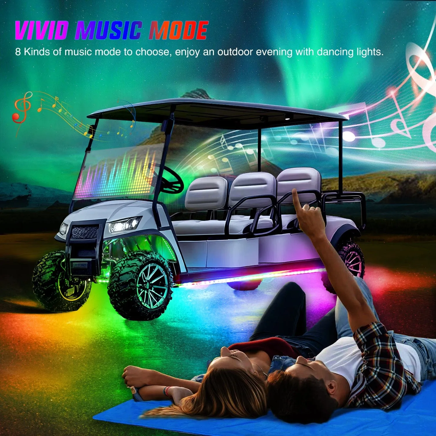 4Pcs Golf Cart Underglow Light Kit for EZGO Yamaha Club Car