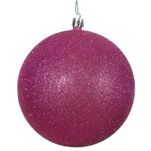 4PK - 6" Magenta Glitter Shatterproof Christmas Ball Ornament