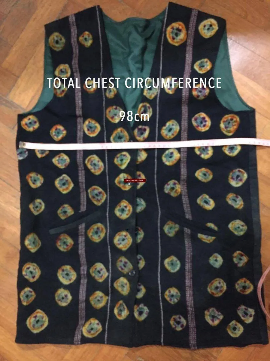 5130 SOLD  Superb Vintage Tibetan Tie-Dye Pashmina Wool Vest
