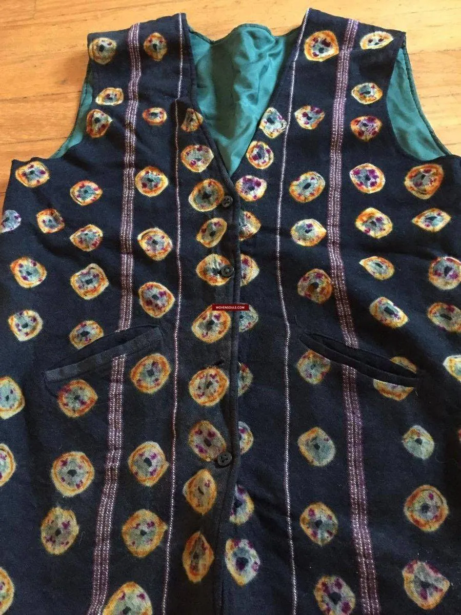 5130 SOLD  Superb Vintage Tibetan Tie-Dye Pashmina Wool Vest