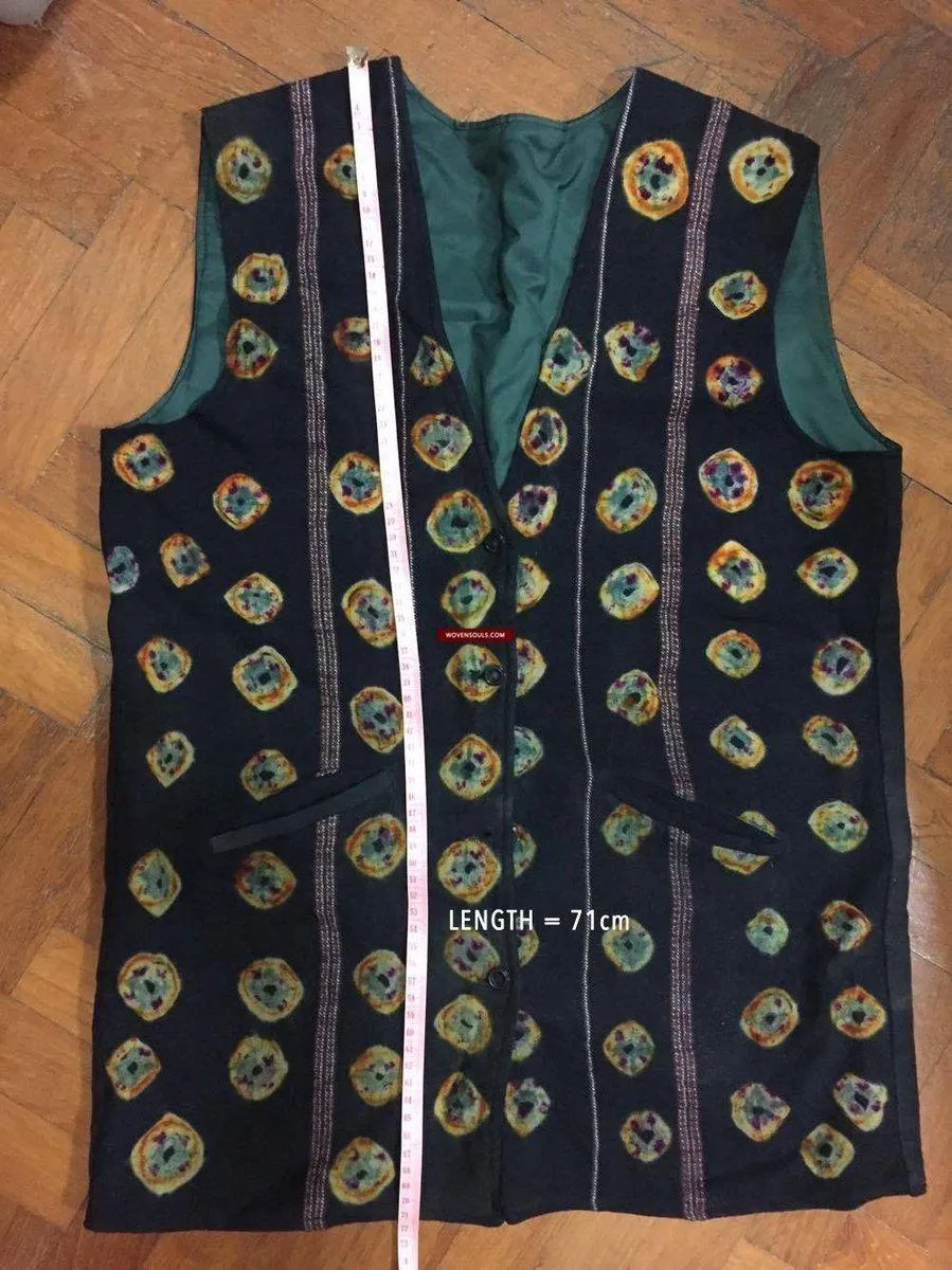 5130 SOLD  Superb Vintage Tibetan Tie-Dye Pashmina Wool Vest