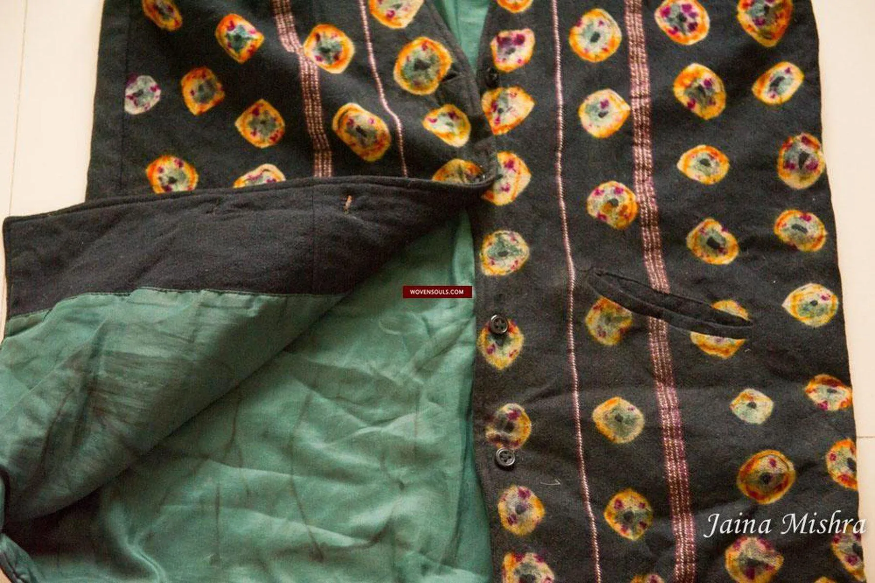 5130 SOLD  Superb Vintage Tibetan Tie-Dye Pashmina Wool Vest