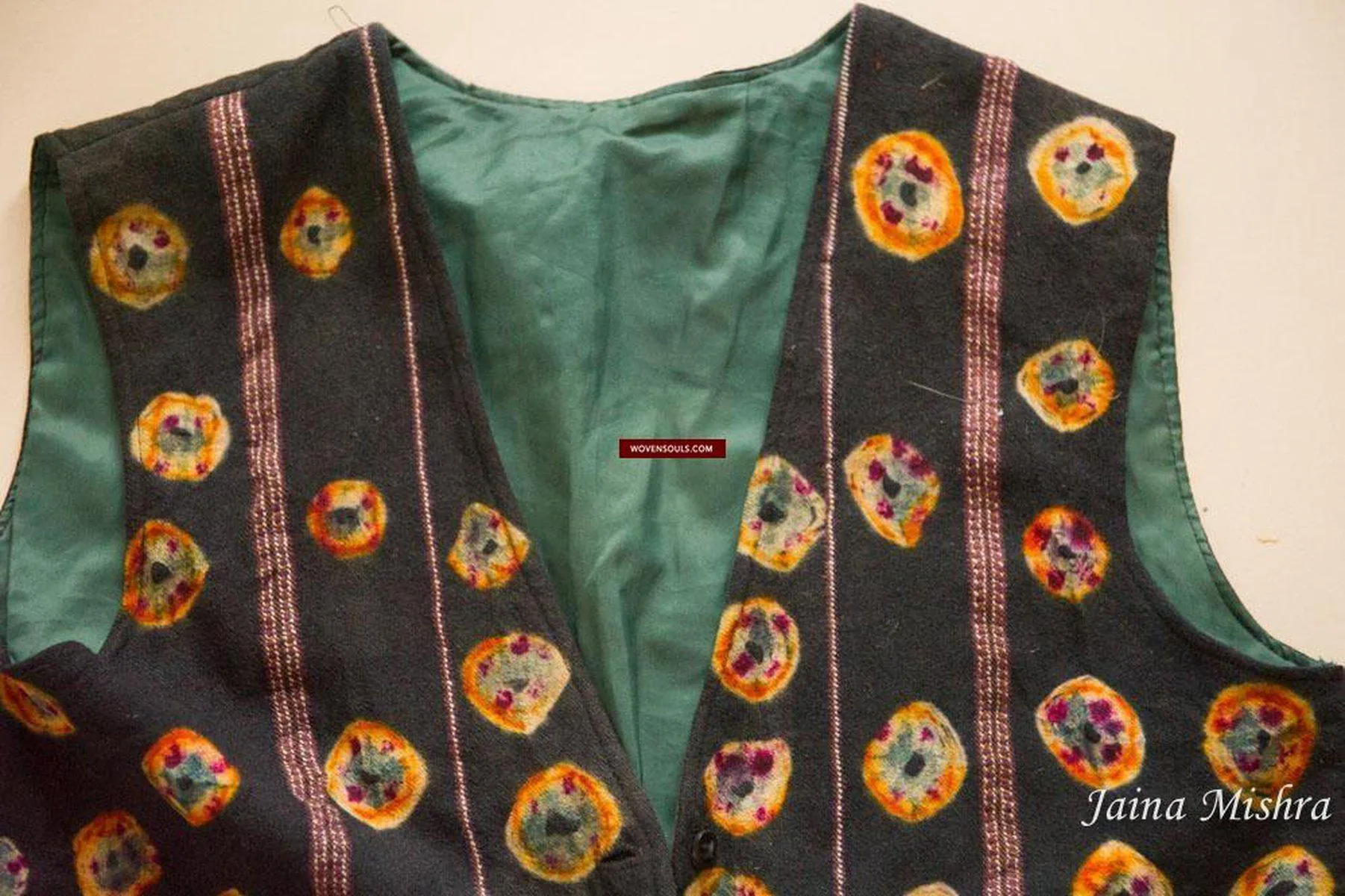 5130 SOLD  Superb Vintage Tibetan Tie-Dye Pashmina Wool Vest