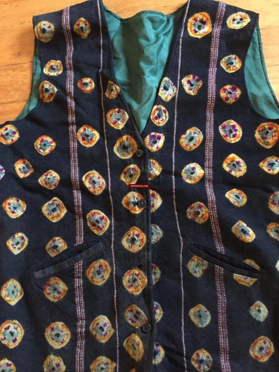 5130 SOLD  Superb Vintage Tibetan Tie-Dye Pashmina Wool Vest