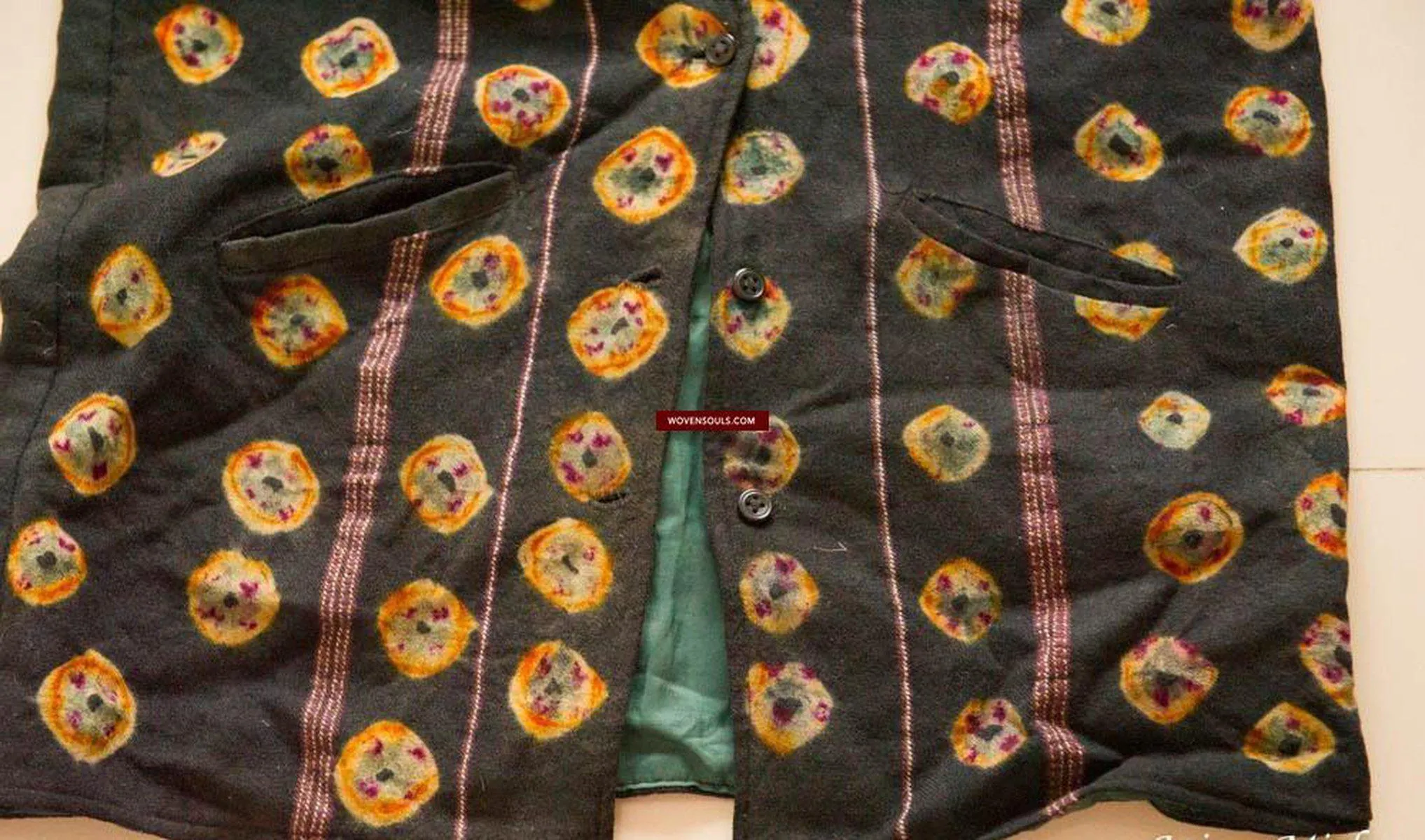 5130 SOLD  Superb Vintage Tibetan Tie-Dye Pashmina Wool Vest