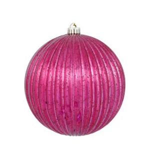 6PK - 4" Wine Mercury Pumpkin Ball Shatterproof Christmas Ornaments