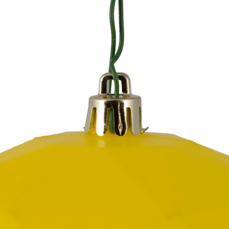 6" Yellow Matte Geometric Balls Ornaments 4 Per Bag