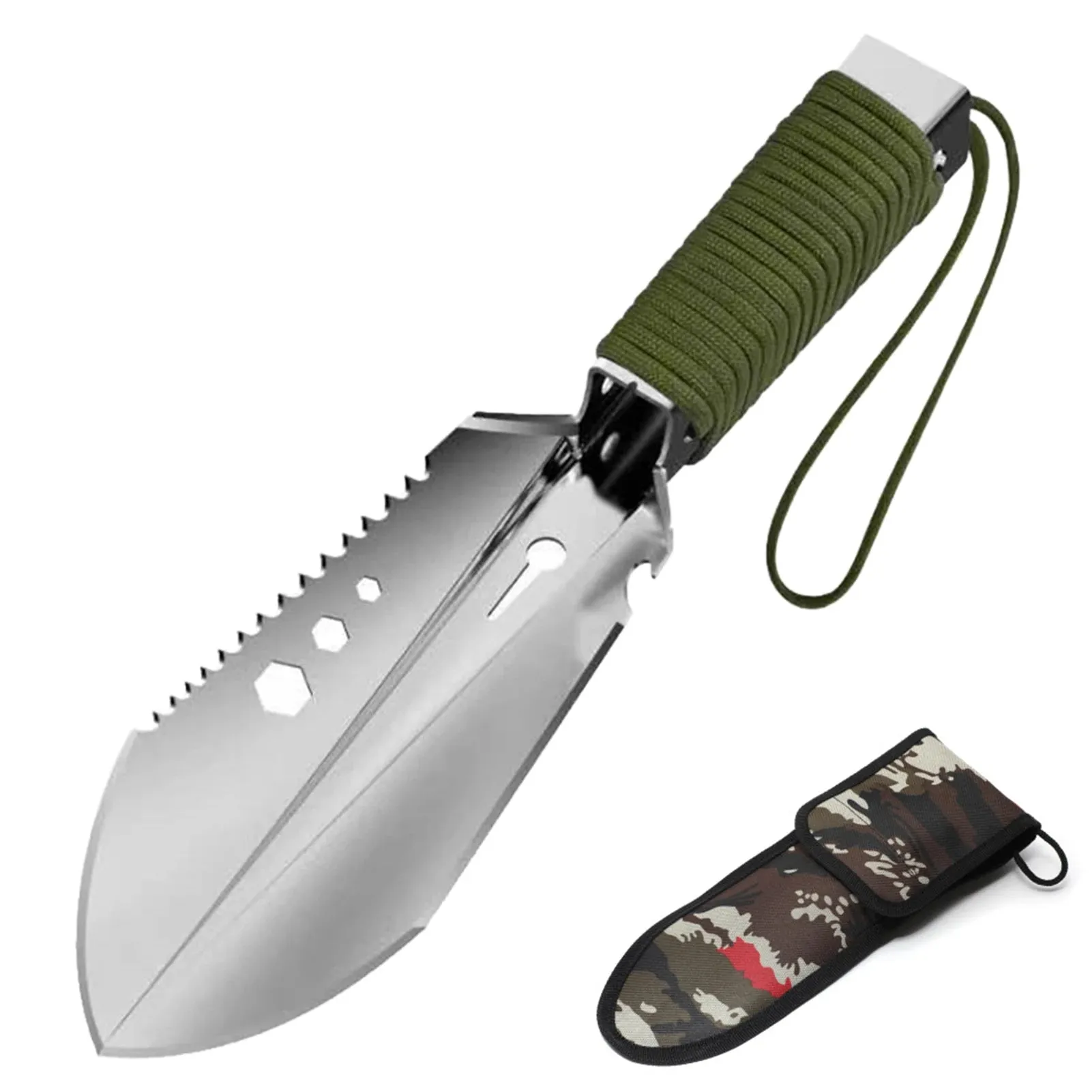 8 in 1 Multi-Tool Camping Shovel Outdoor Portable Hand Shovel with Storage Pouch for Hiking Backpacking Gardening
