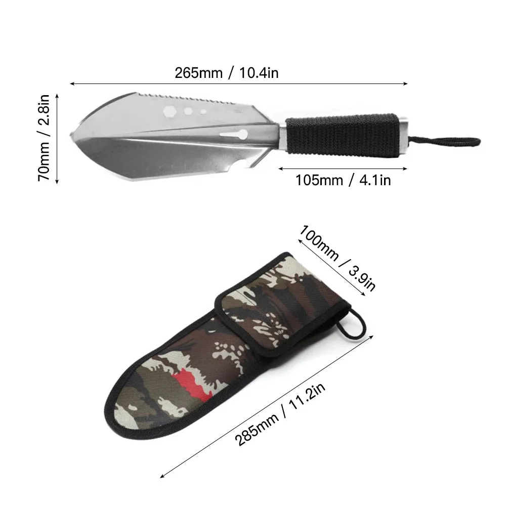 8 in 1 Multi-Tool Camping Shovel Outdoor Portable Hand Shovel with Storage Pouch for Hiking Backpacking Gardening