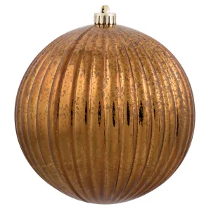 8" Copper Mercury Pumpkin Ball Shatterproof Christmas Ornament