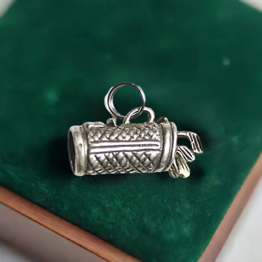 925 Sterling Silver 3D Golf Bag Charm for Bracelet or Necklace (1 Inch)