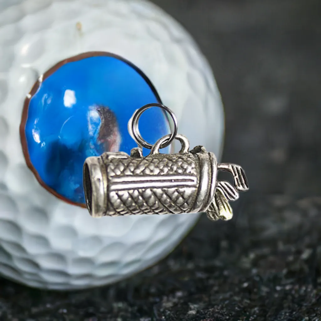 925 Sterling Silver 3D Golf Bag Charm for Bracelet or Necklace (1 Inch)
