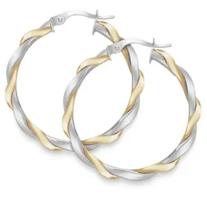 9ct Gold 25mm Weaved Round Hoop Earrings