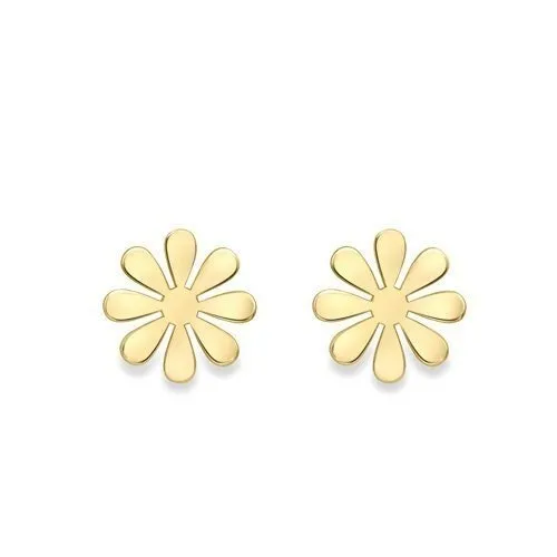 9ct Gold Blooming Flower Stud Earrings, Feminine Touch, 9mm, 1.20g, Gift box included
