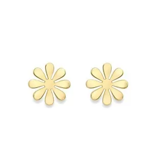 9ct Gold Blooming Flower Stud Earrings, Feminine Touch, 9mm, 1.20g, Gift box included