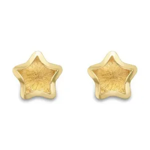 9ct Gold Star Stud Earrings, Satin Finish, Dainty 7mm, 1.00g, Gift box included