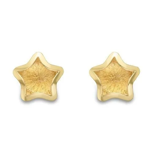 9ct Gold Star Stud Earrings, Satin Finish, Dainty 7mm, 1.00g, Gift box included