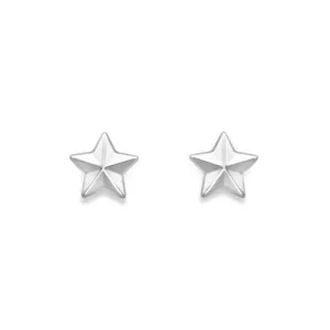 9ct White Gold Star Shape Stud Earrings, Stellar Elegance, 6mm, 0.50g, Gift Box Included