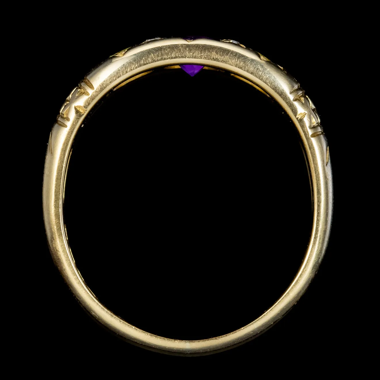 Antique Edwardian Suffragette Ring Amethyst Peridot Diamond Dated 1910