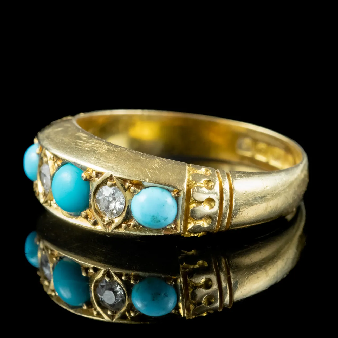 Antique Edwardian Turquoise Diamond Ring Dated 1902