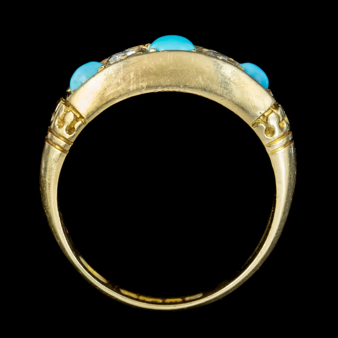 Antique Edwardian Turquoise Diamond Ring Dated 1902