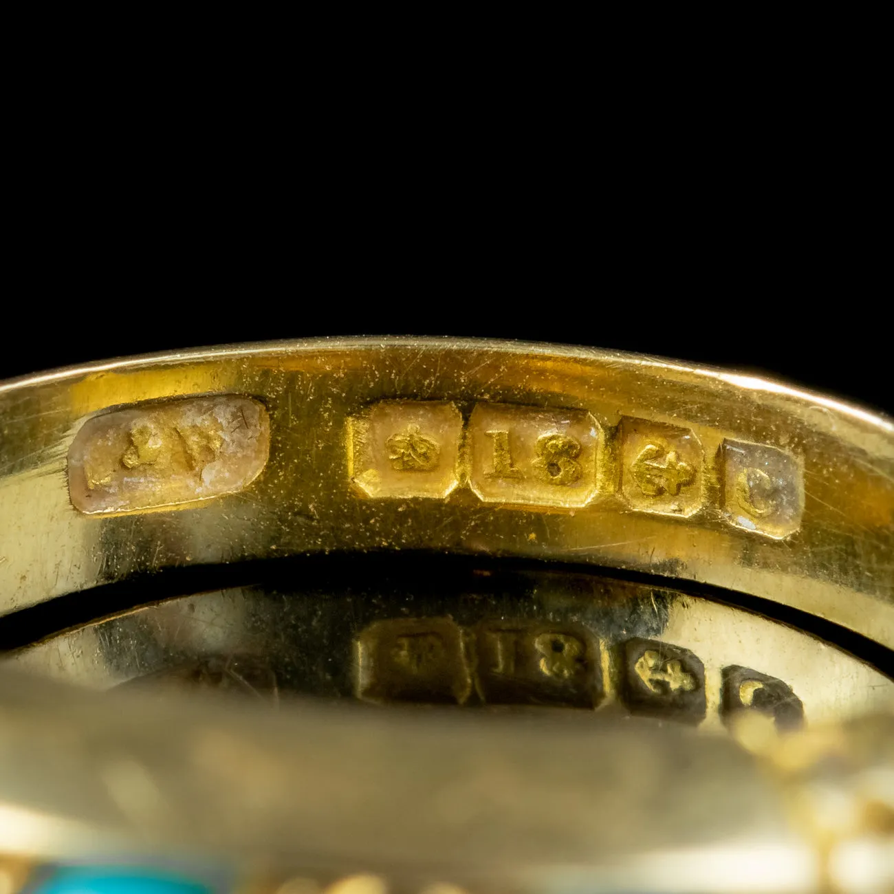 Antique Edwardian Turquoise Diamond Ring Dated 1902
